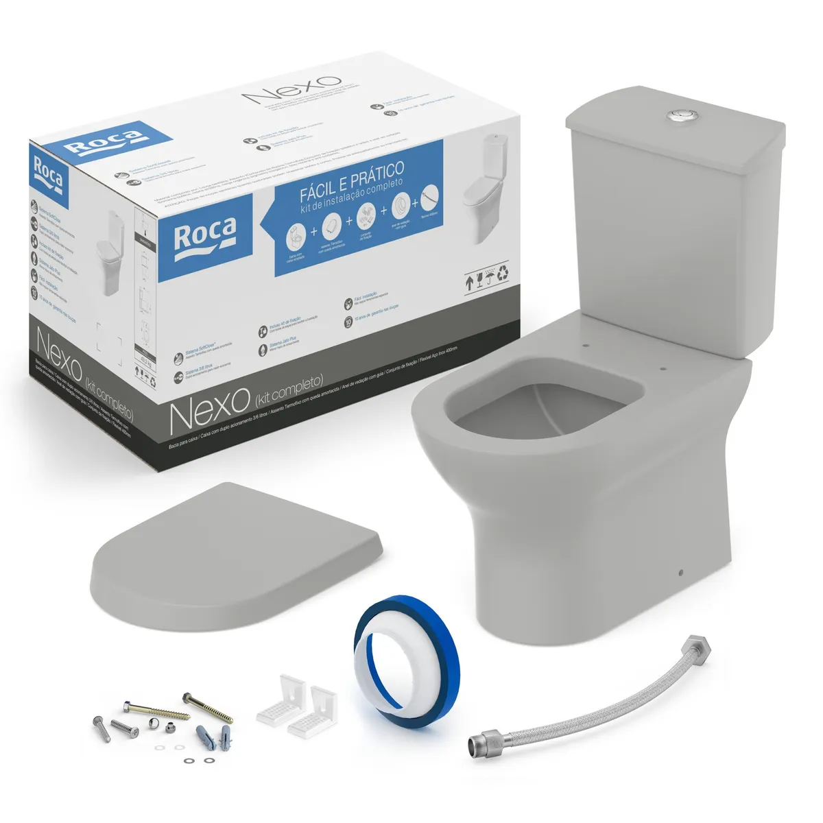 Kit Bacia Sanitária Com Caixa Acoplada Duplo Acionamento 3/6 L Stone Nexo Roca, marca Roca - Foto Principal