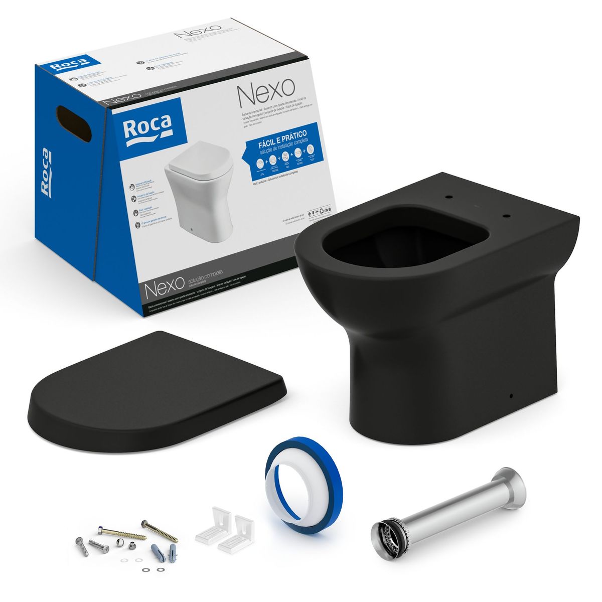 Kit Nexo Bacia Convencional Completo Matte Black Roca, marca Roca - Foto Principal