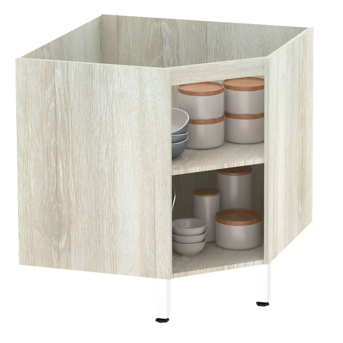 Balcão Canto Reto Legno Crema e Cinza Luciane, marca Luciane Cozinhas - Foto 2