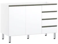 Balcao 120cm 2portas 4 Gavetas Luciane Pérola