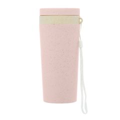 Copo Térmico de Bambu e Pp Parede Dupla com Alça e Tampa Rosa 310ml - Lyor