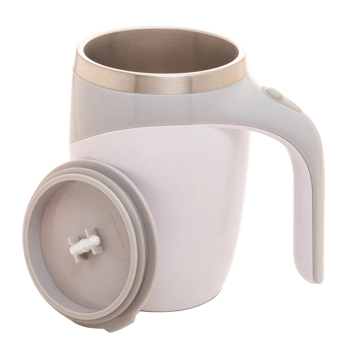 Caneca Mixer de Aço Inox com Tampa Branca 440ml - Lyor, marca Lyor - Foto 2