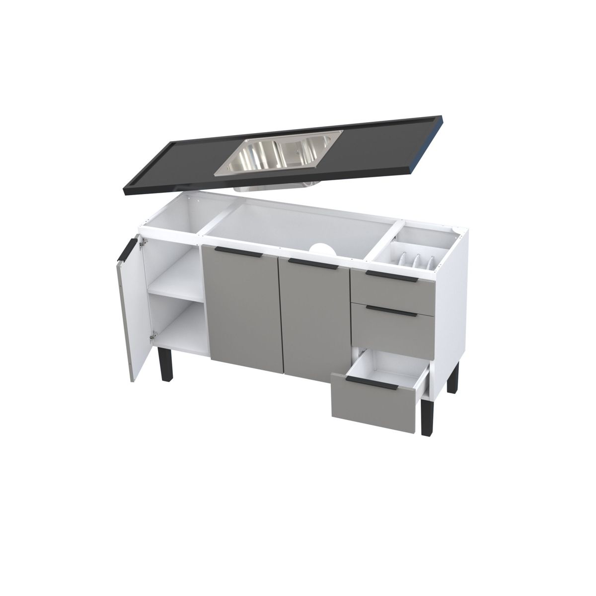 Gabinete Aço Jupiter 144cm Cinza Pia 150 Cozimax, marca Cozimax - Foto 2