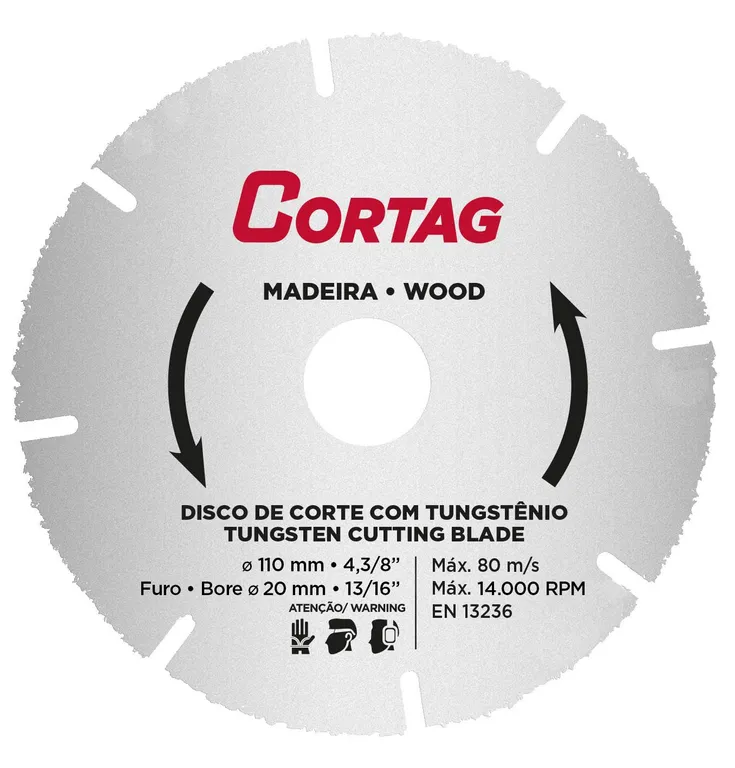 Disco Corte Tungstênio para Madeira 110mm Cortag | Sodimac