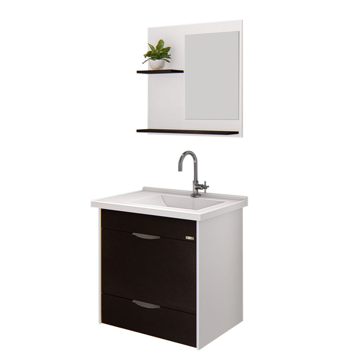 Gabinete para Banheiro com Pia e Espelho Roma 55cm Preto Rorato, marca A. J. Rorato - Foto Principal
