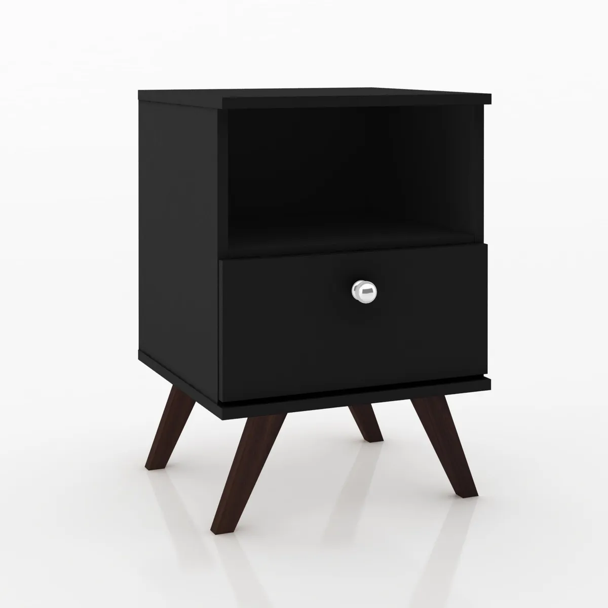 Mesa de Cabeceira Retro com 1 Gaveta Preto Movel Bento, marca Movel Bento - Foto Principal