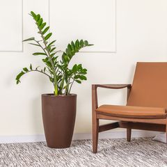 Vaso de Planta Grande Plástico 45x30cm Cone Liso Marrom Nature