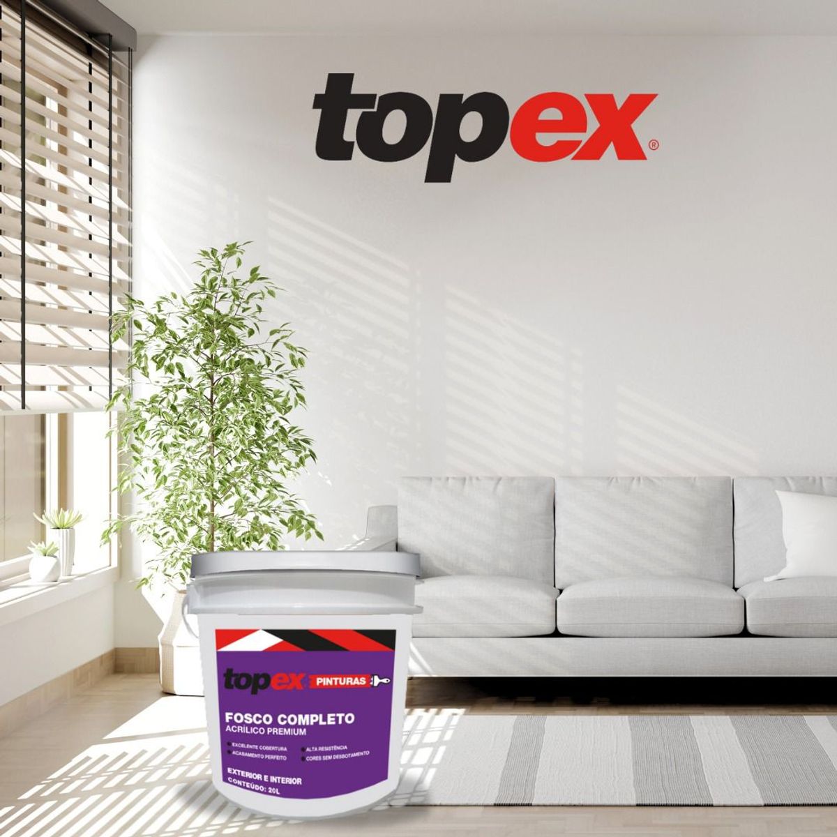 Tinta Acrilica Premium Topex Fosco Completo Branco 3.6L, marca Topex - Foto 2
