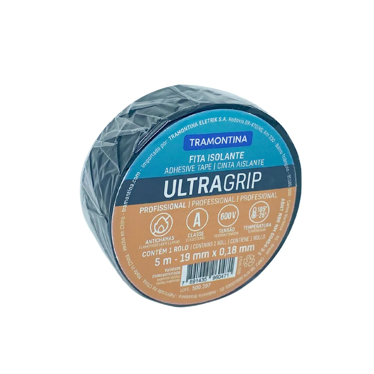 Fita Isolante Preta 20m 0,13x19mm Tramontina, marca Tramontina - Foto Principal