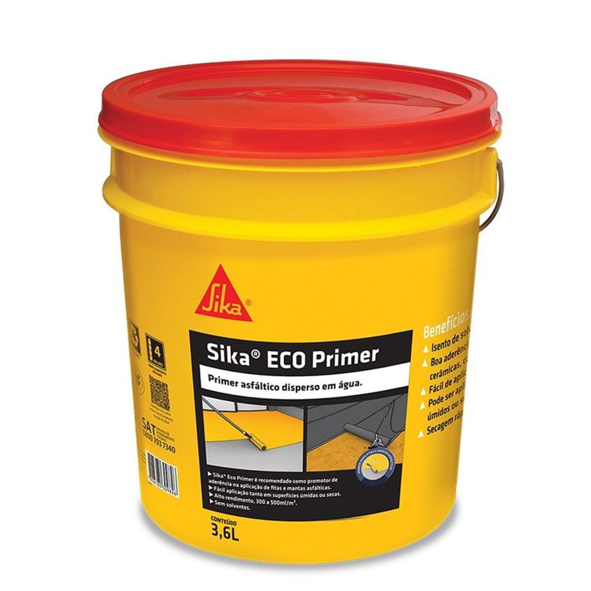 Primer Asfáltico Base Água Sika Eco Primer 3,6L Sika, marca Sika - Foto Principal