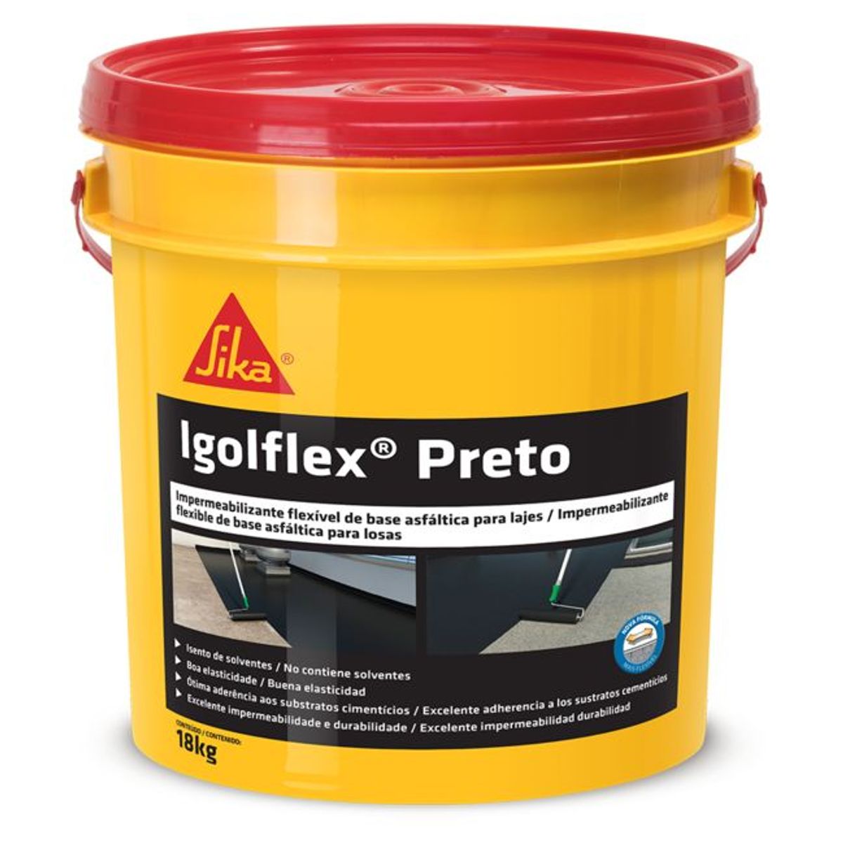 Impermeabilizante Membra Líquida Asfáltica Igolflex Preto 18kg Sika, marca Sika - Foto 2