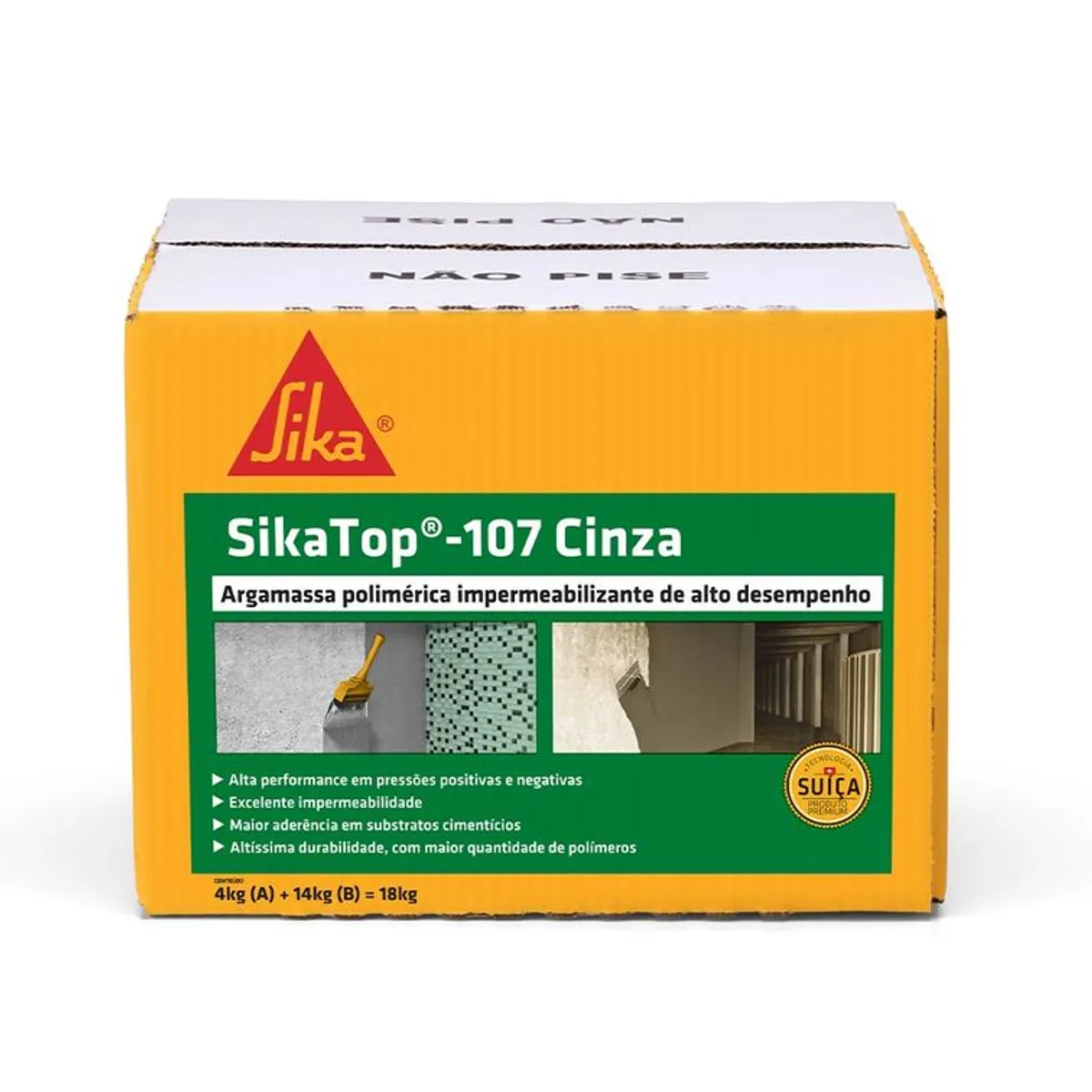 Argamassa Polimérica Impermeabilizante Semiflexível SikaTop 107 Cinza 18kg Sika, marca Sika - Foto Principal