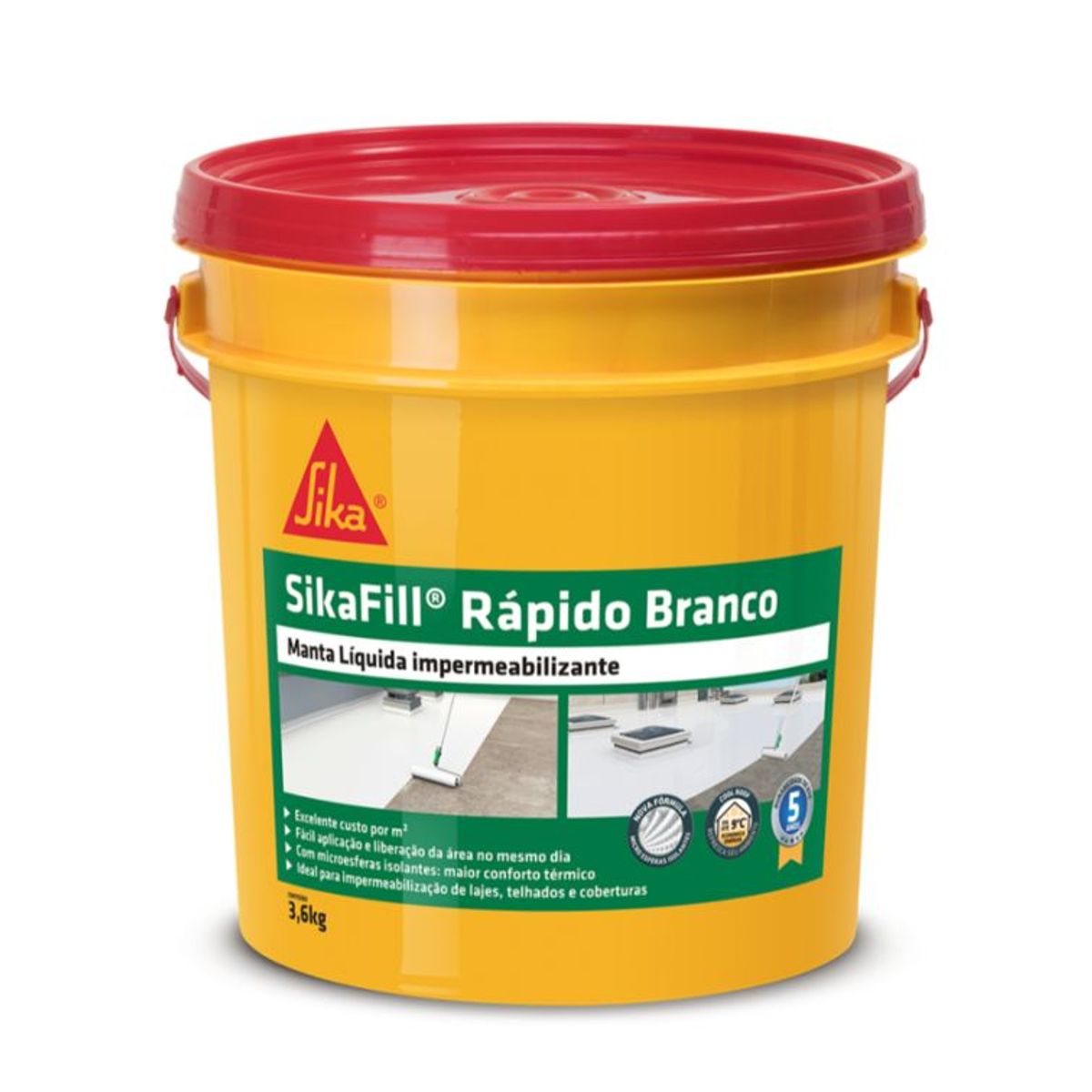 Manta Líquida Impermeabilizante Sikafill Rapido Branco 3,6kg Sika, marca Sika - Foto Principal
