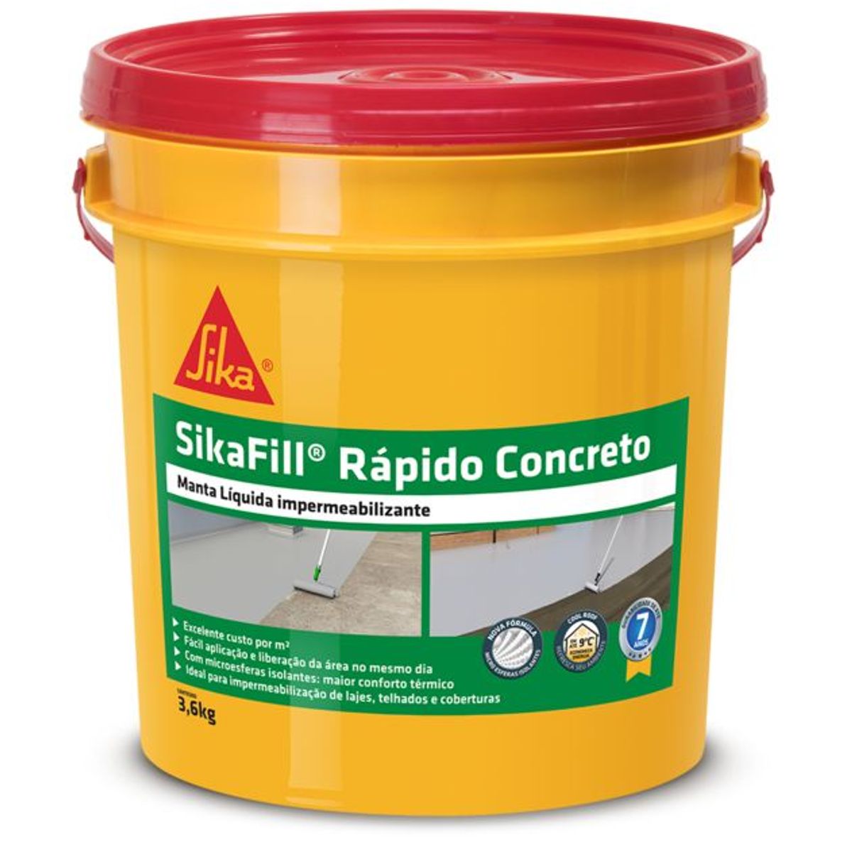 Manta Líquida Impermeabilizante Sikafill Rapido Comcreto 3,6kg Sika, marca Sika - Foto Principal
