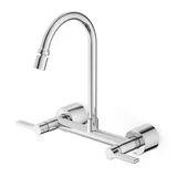 Misturador Para Cozinha De Parede Externo Bicamóvel Com Arejador Articulado Linha Lix Cromado Celite
