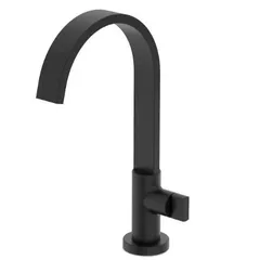 Torneira De Lavatorio Para Mesa Bica Alta Flow Preto Matte Celite