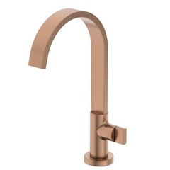 Torneira De Lavatorio Para Mesa Bica Alta Flow Rose Gold Matte Celite