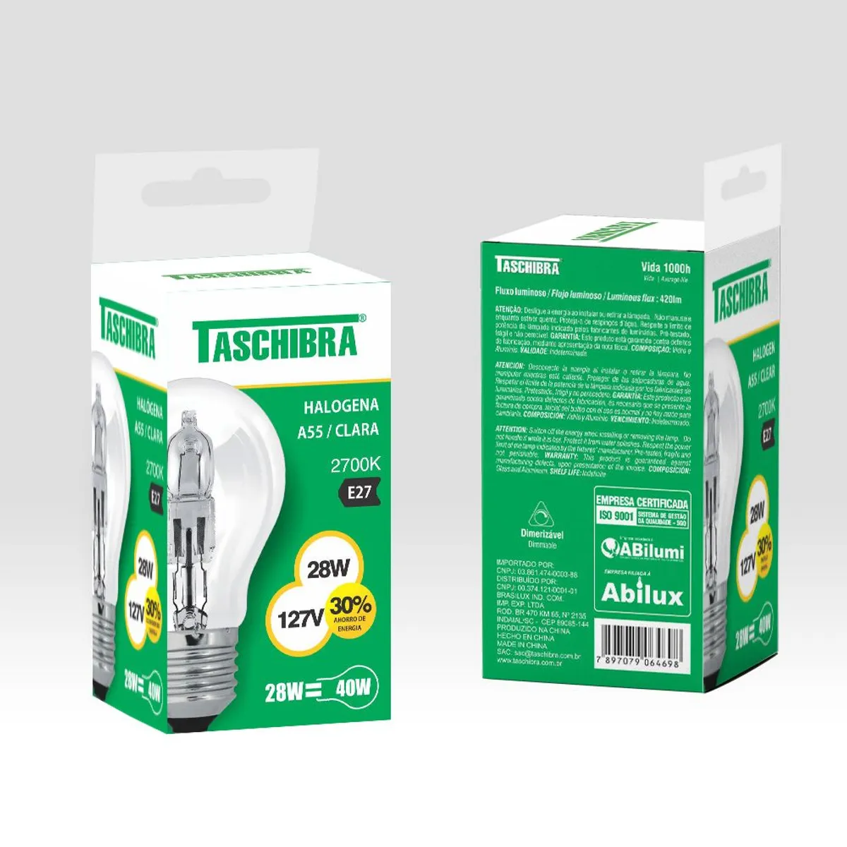 Lâmpada Halógena A55 28w 127v 2700k, marca Taschibra - Foto 2