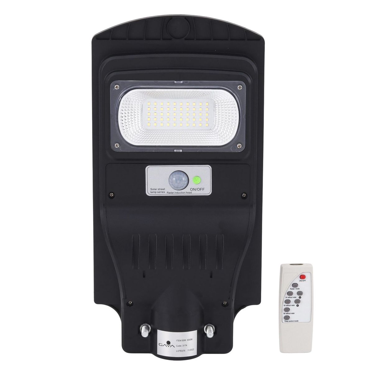 Luminaria Solar Poste Preta 50w Biv, marca Gaya - Foto Principal