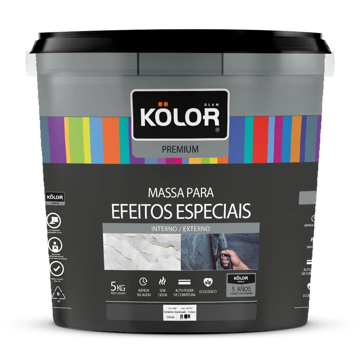 Kolor Cimento Queimado 5,0 Kg Cinza, marca Kolor - Foto 2