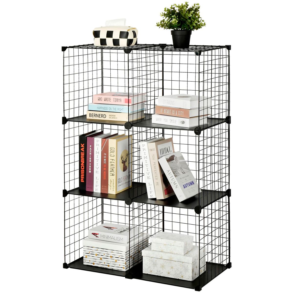 Estante de Metal 6 Cubos Preto 107x71x36cm Just Home Collection, marca Just Home Collection - Foto Principal