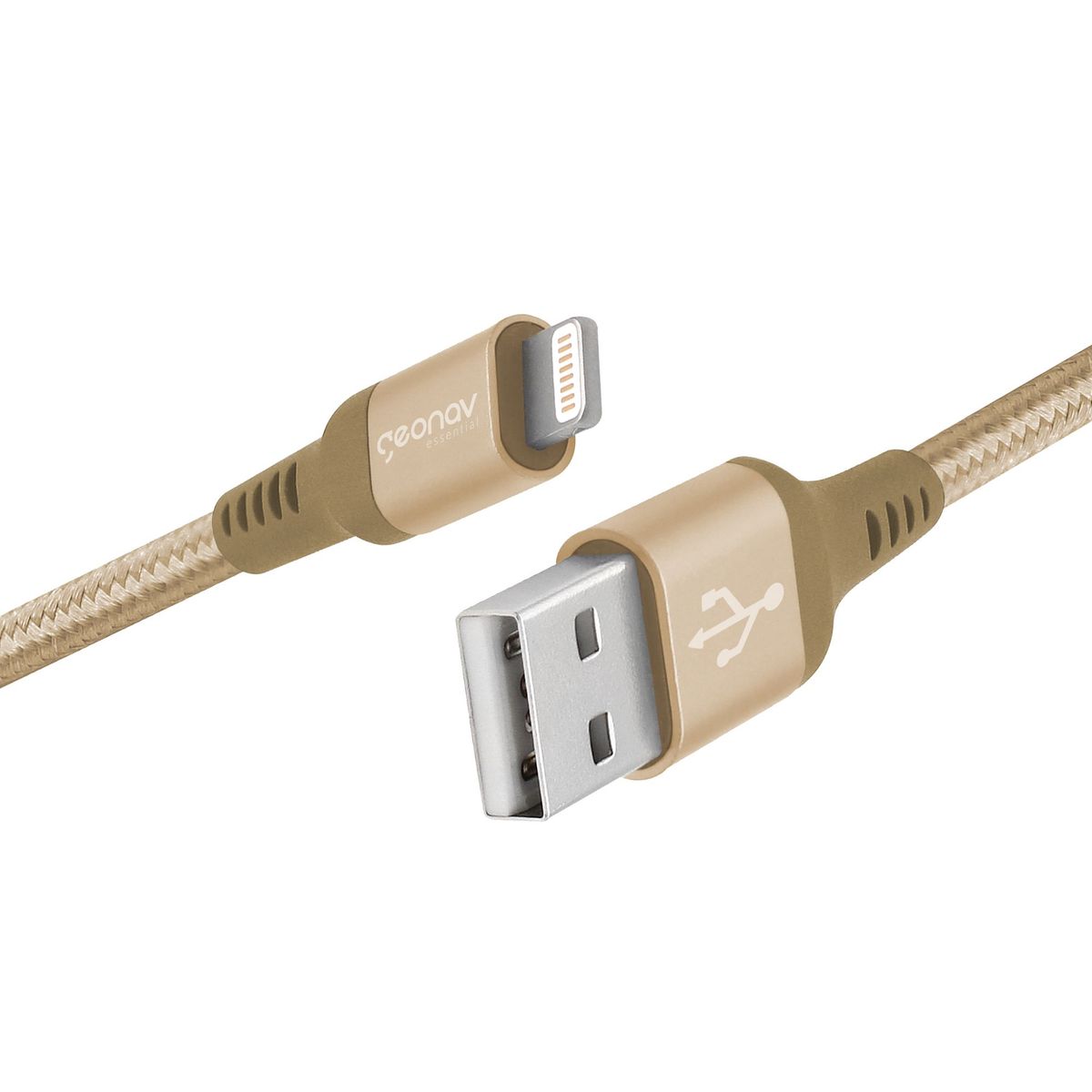 Cabo Lightning Mfi 1m Nylon Dourado, marca Geonav - Foto 2