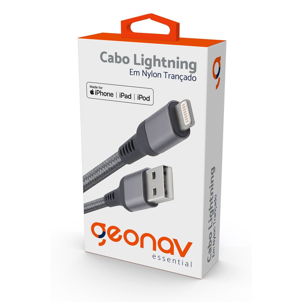 Cabo Micro Usb 1m Nylon Cinza, marca Geonav - Foto 2