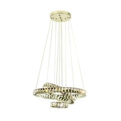 Pendente Tokyo Gold Led Redondo 03 Aros 52w 4000k 130x300x500mm Cabo 3m