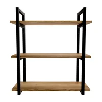 Kit de 3 Prateleiras Cor Mel  com Suporte 3 Niveis em Aço Carbono