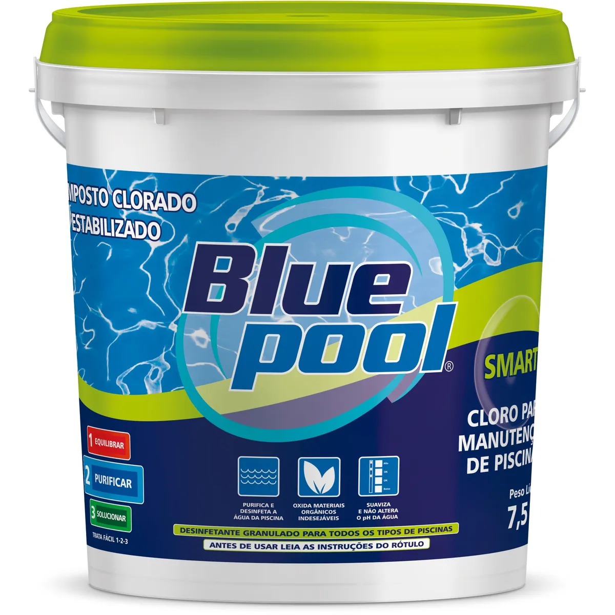 Cloro Granulado Estabilizado Balde 7,5kg Multiação 3x1 Smart BluePool, marca Bluepool - Foto Principal
