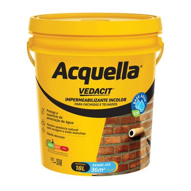 Impermeabilizante Incolor Acquella Base gua para Fachadas e Telhados Balde 18 Litros Vedacit