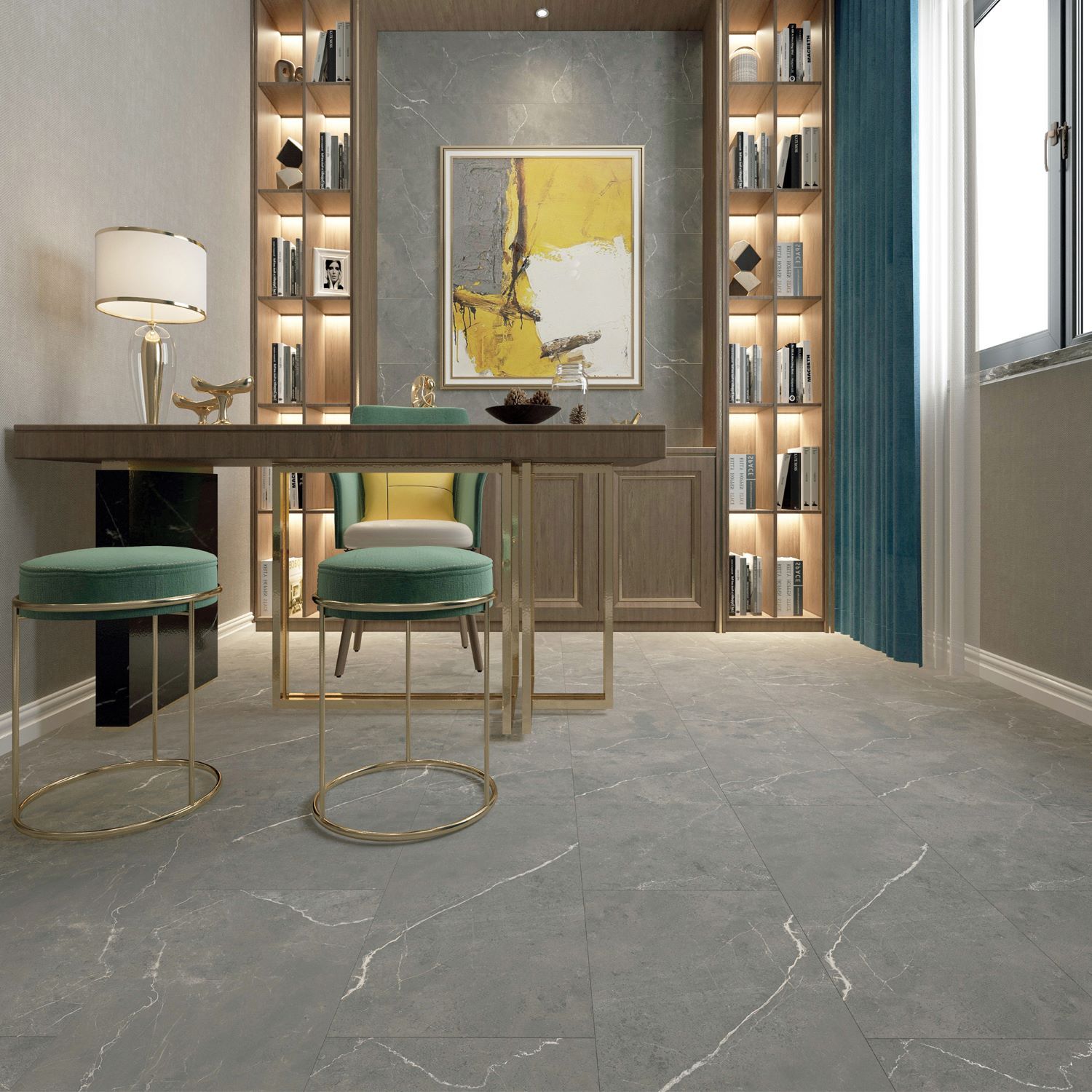 Piso Vinilico Spc Click Della Cinza 4mm 30.5x61cm Caixa com 2,42m²