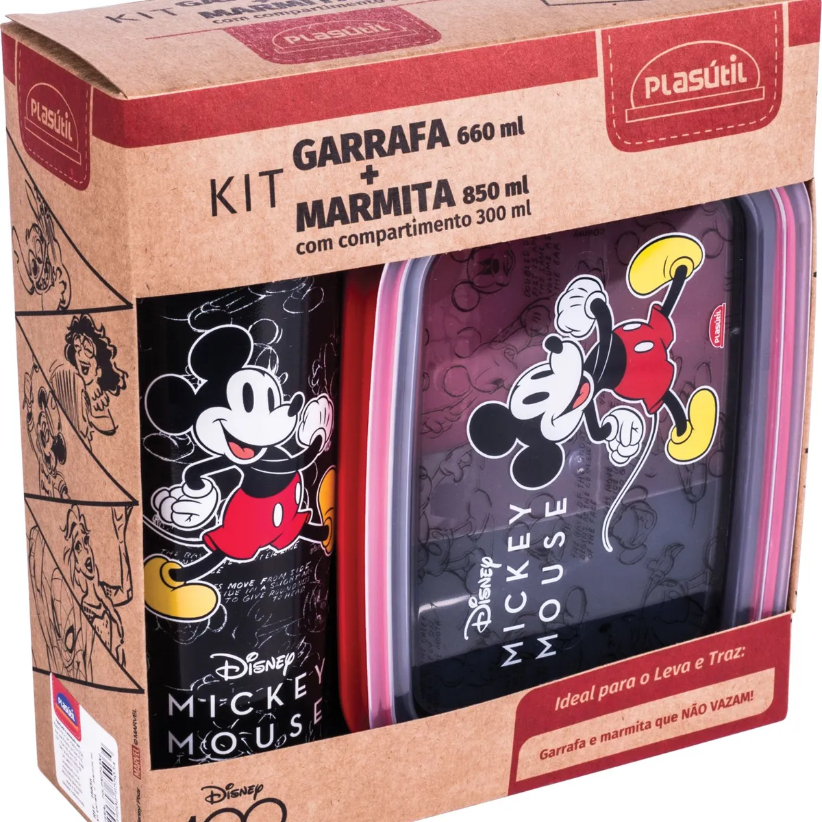 Kit Garrafa com Marmita Mickey Plasútil, marca Plasútil - Foto 2