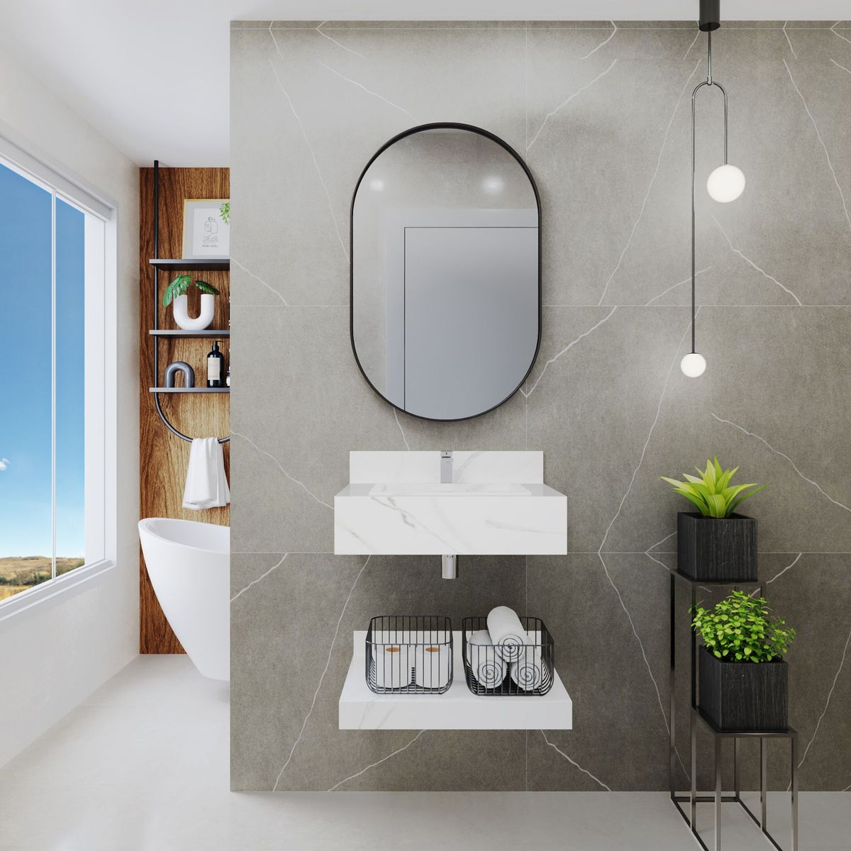 Bancada Porcelanato Roma C/cuba 60 Branco, marca Darabas - Foto 2