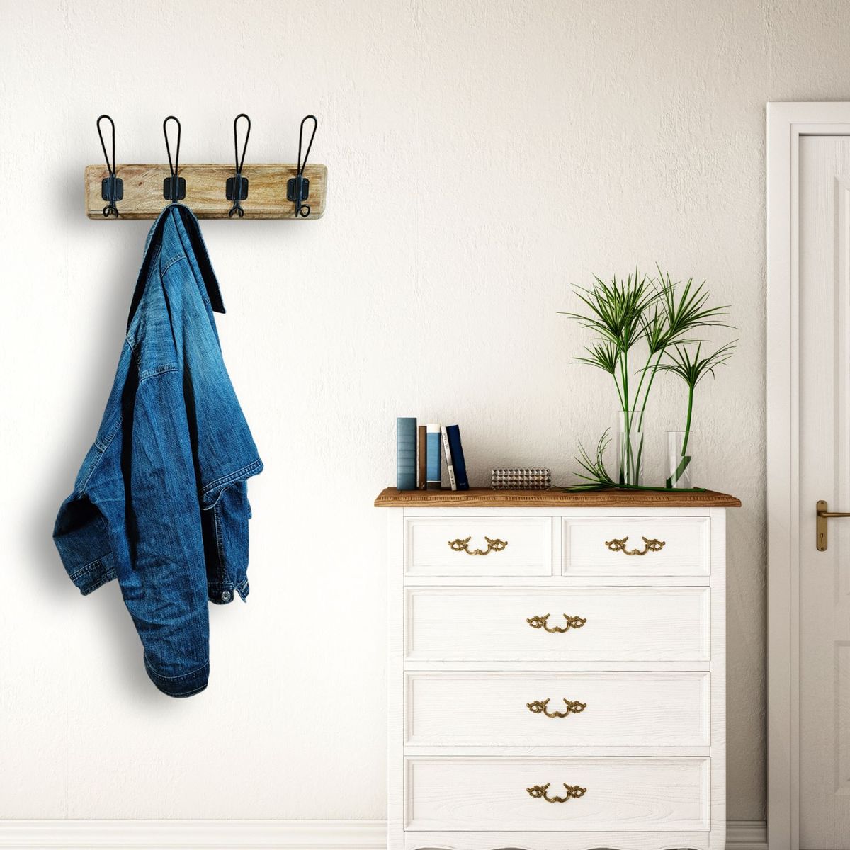 Cabideiro Preto com 4 Ganchos 45 Cm Just Home Collection, marca Just Home Collection - Foto 2