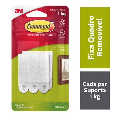Fixa Quadros Adesivo 3M Command Mdio - 3 pares