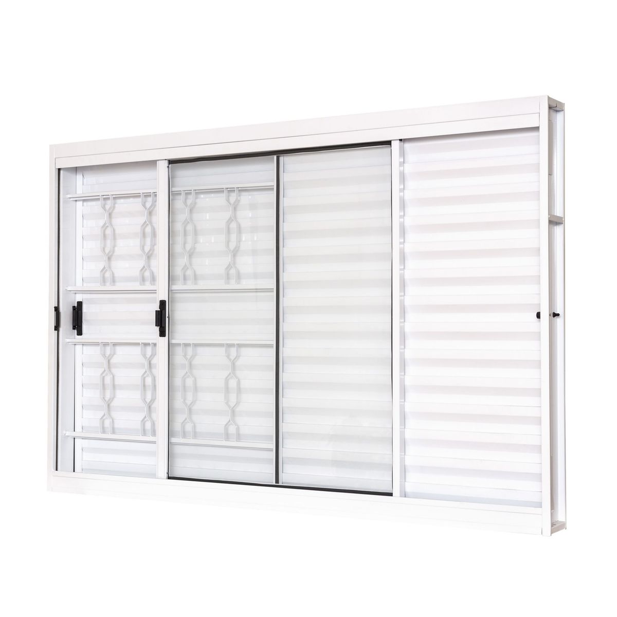 Janela Veneziana com Grade 3 Folhas Vidro Liso Unic Sol 150x100 Branco, marca Ramassol - Foto Principal