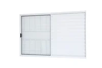 Janela Veneziana com Grade 3 Folhas Vidro Liso Slim Modular 120x100 Branco