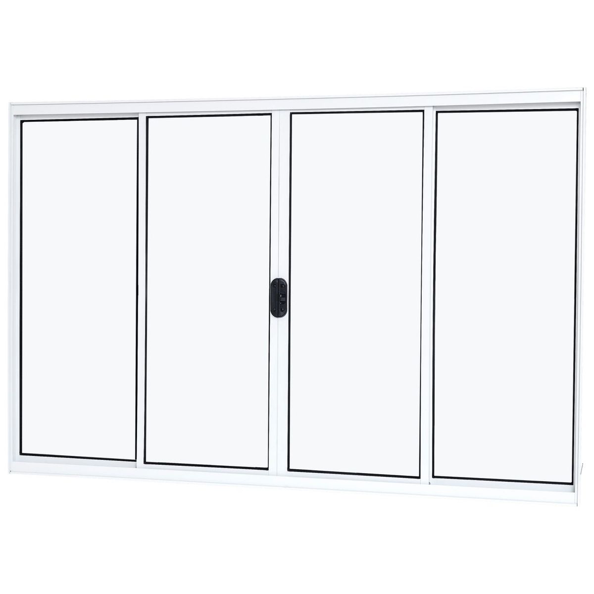Janela Correr sem Grade 4 Folhas Vidro Liso Slim Modular 120x100 Branco, marca Ramassol - Foto Principal