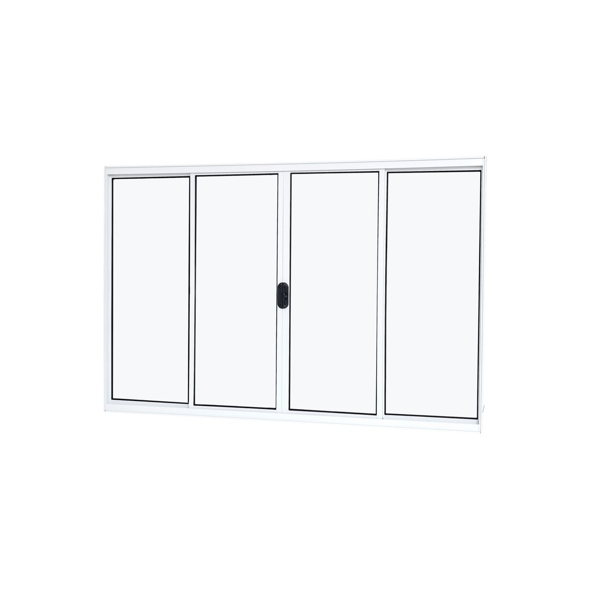 Janela Correr sem Grade 4 Folhas Vidro Liso Slim Modular 120x100 Branco, marca Ramassol - Foto Principal