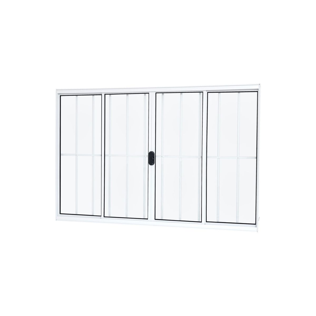 Janela Correr com Grade  4 Folhas Vidro Liso Slim Modular 120x100 Branco, marca Ramassol - Foto Principal