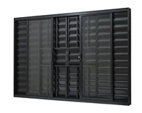 Janela Veneziana com Grade 6 Folhas Vidro Liso Ultra 150x100 Preto