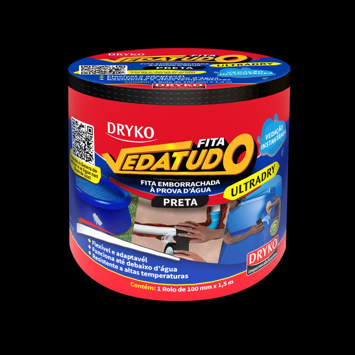 Fita Vedatudo Ultradry Preto Dryko, marca Dryko - Foto Principal