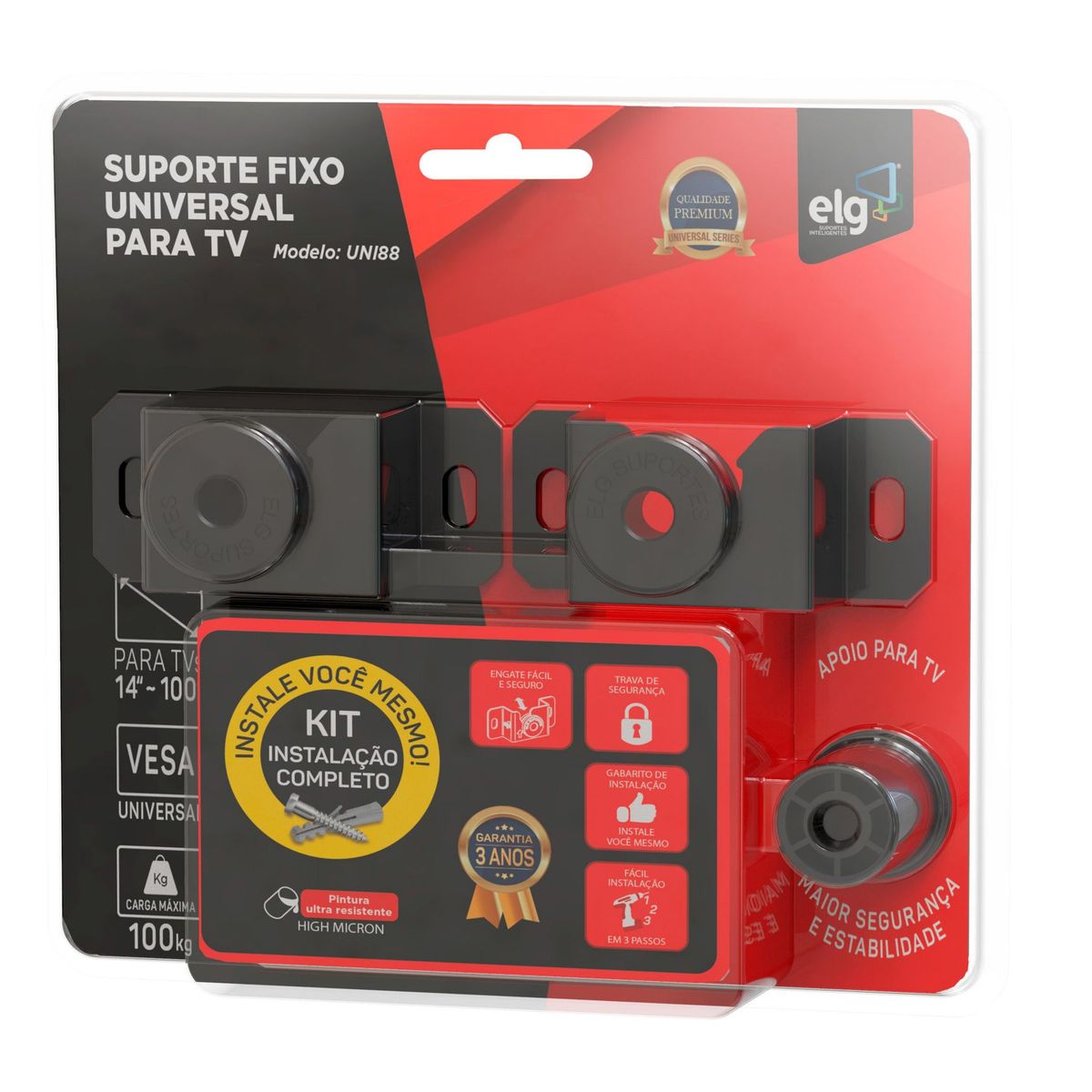 Suporte Fixo de Parede Universal 14 a 100, marca Elg - Foto Principal