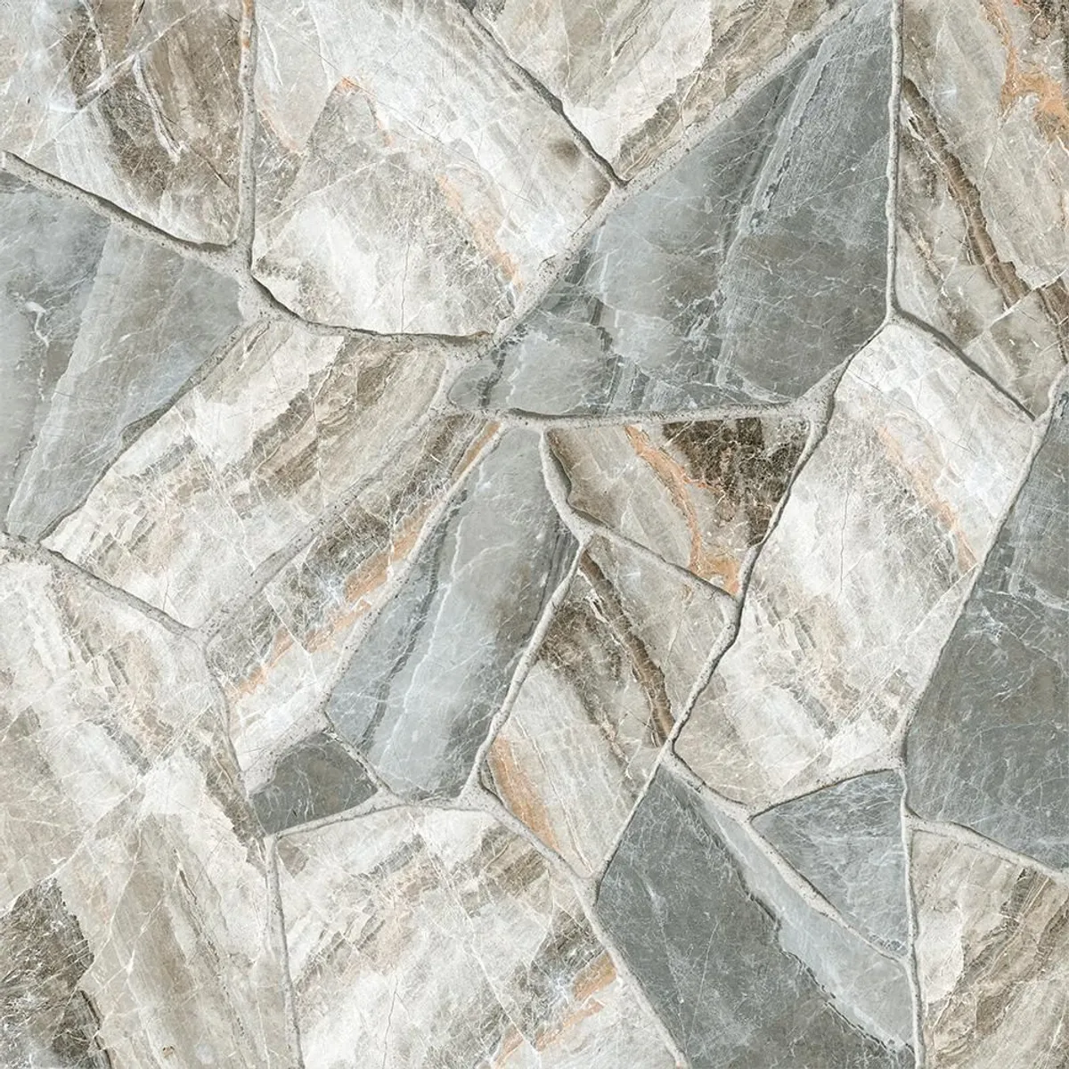 Piso Cinza com Estampa Simulando Pedras 70x70 Retificado Granilhado, marca Cerâmica São José - Foto 2