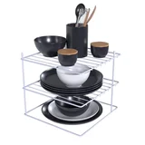 Organizador Quadrado para Pratos 3 Andares Branco Dicarlo