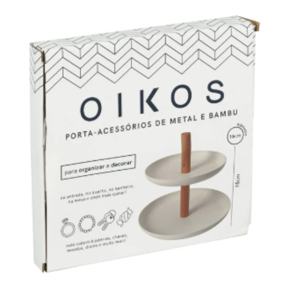 Porta-acessórios de Metal e Bambu 16cm - Oikos, marca Oikos - Foto 2