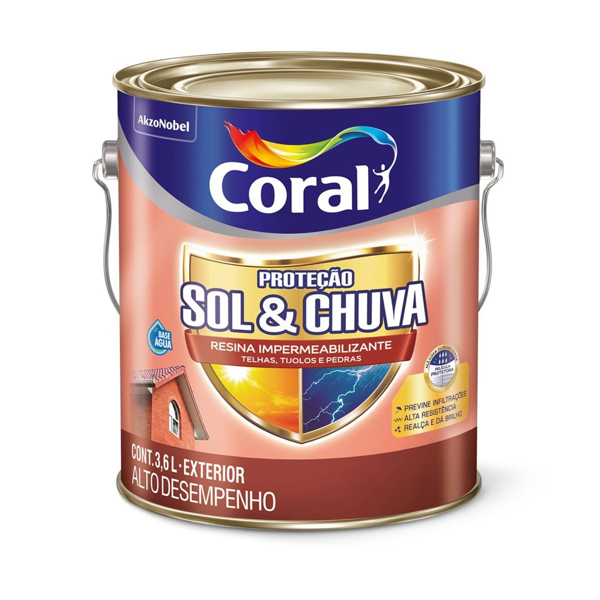 Resina Prot S&c Mpermeabilizante Vermelho Onix 3.6l Coral, marca Coral - Foto Principal