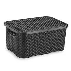 Cesto Eco Organizador de Material Ecologica Preto 8l com Tampa