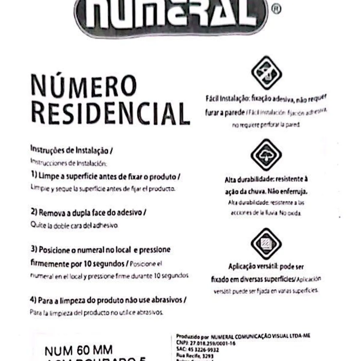Algorismo 5 Dourado 60mm ACM Numeral, marca 3m - Foto 2